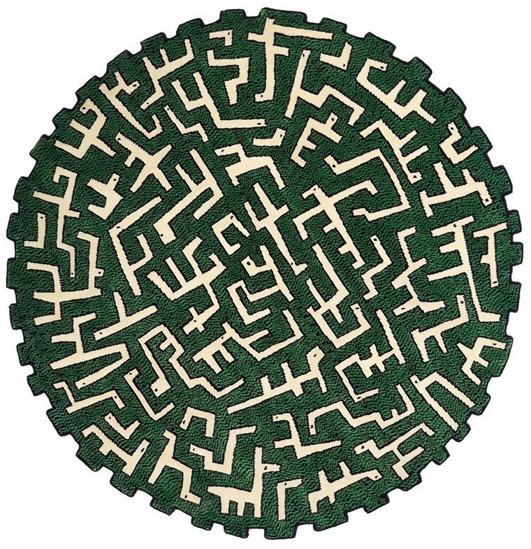 Ciliophora Green Round Wool Rug