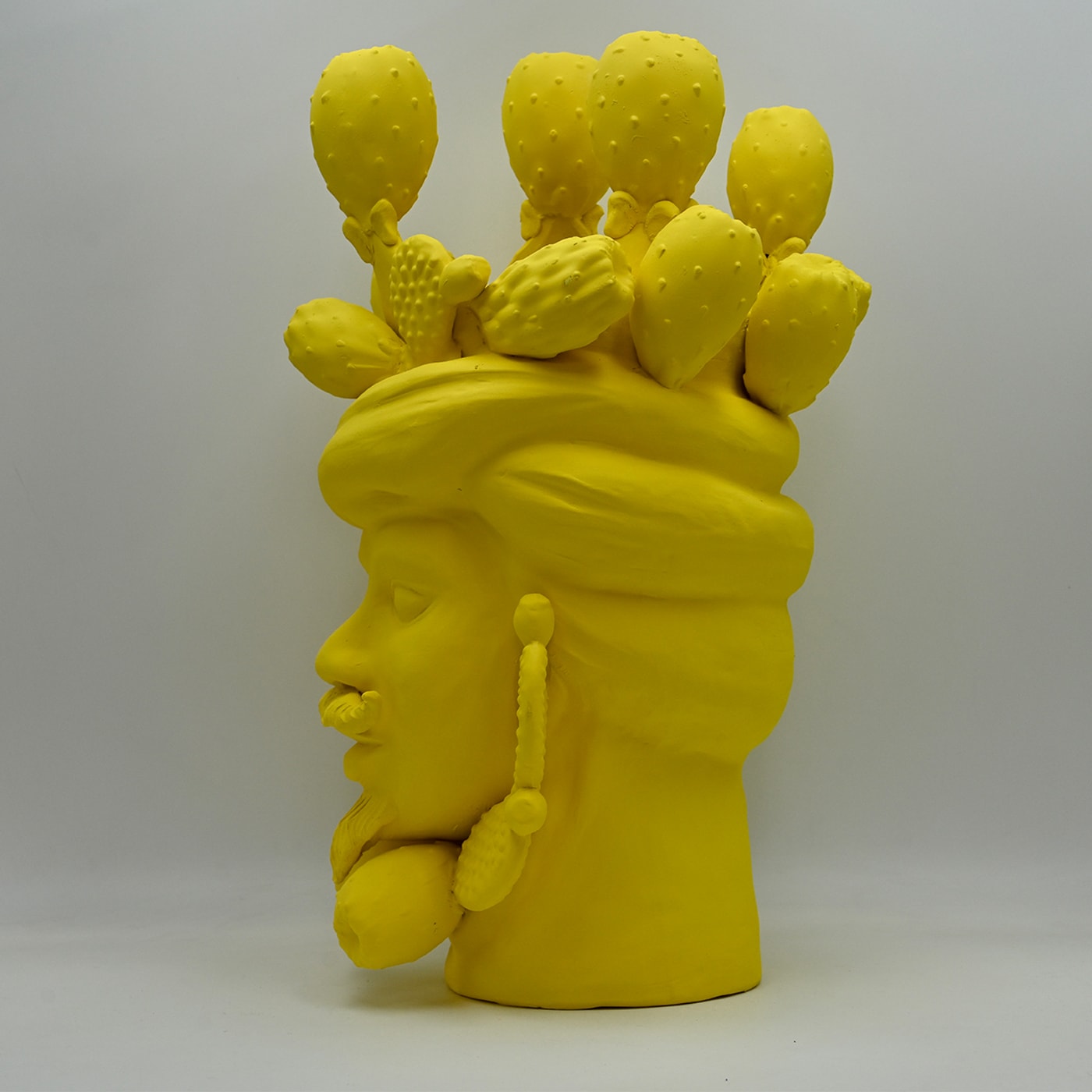 Unique Yellow Moor's Head Handcrafted Sculpture