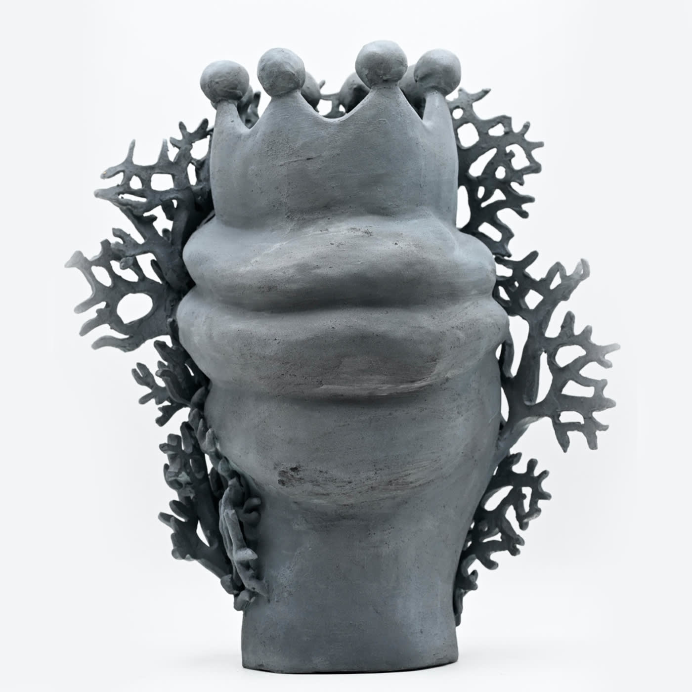 Vibrant Coral Moor's Head Sculpture