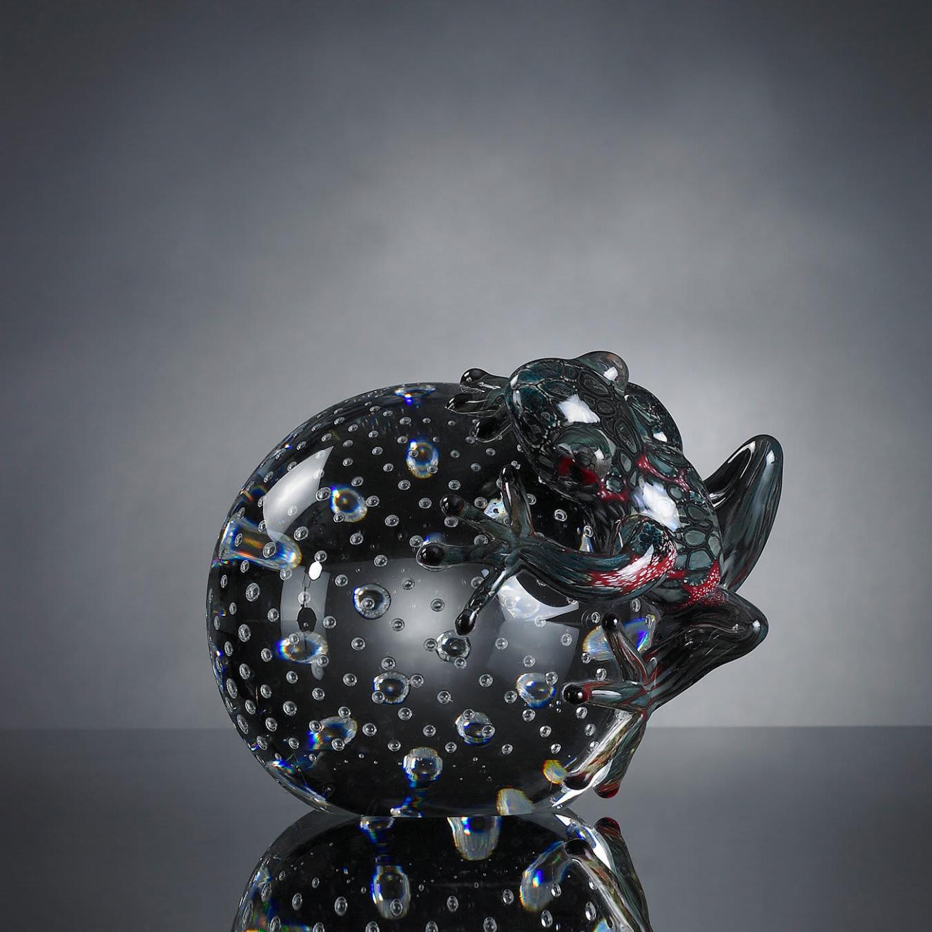 Frog on Sphere Glass Figurine