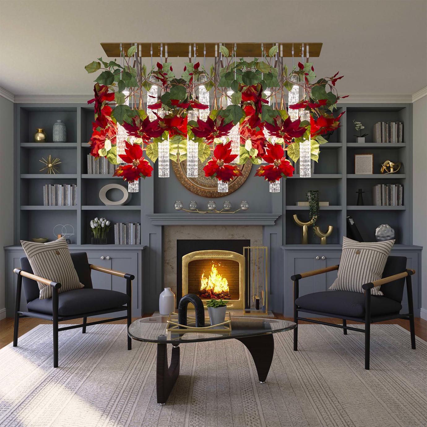 Poinsettia Floral Italian Chandelier