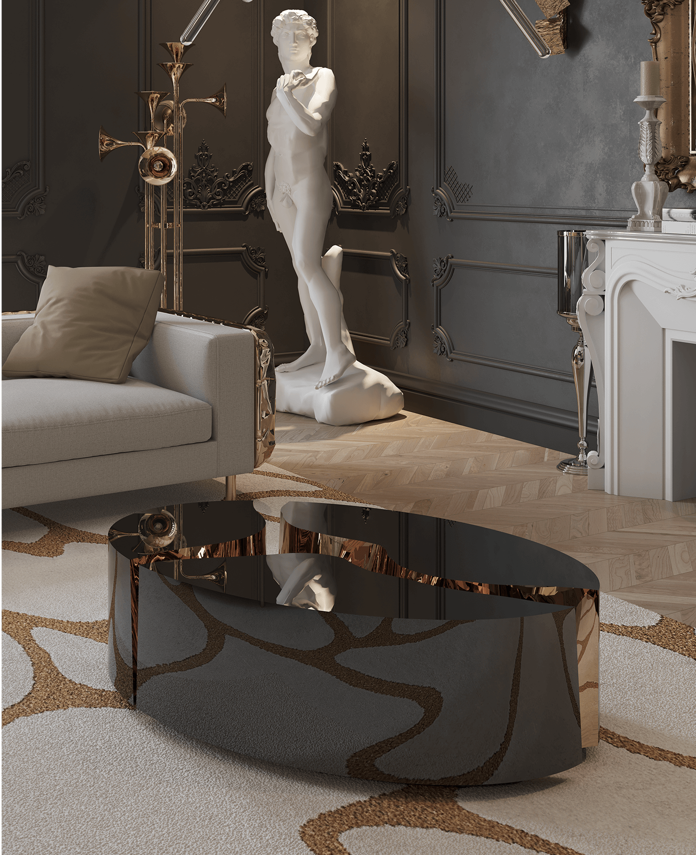 Oval Black Designer Coffee Table
