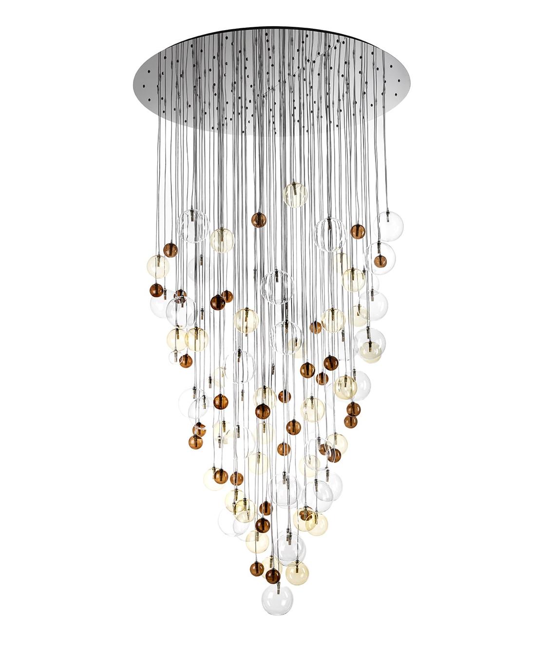 Cascading Multicolor Glass Sphere Chandelier