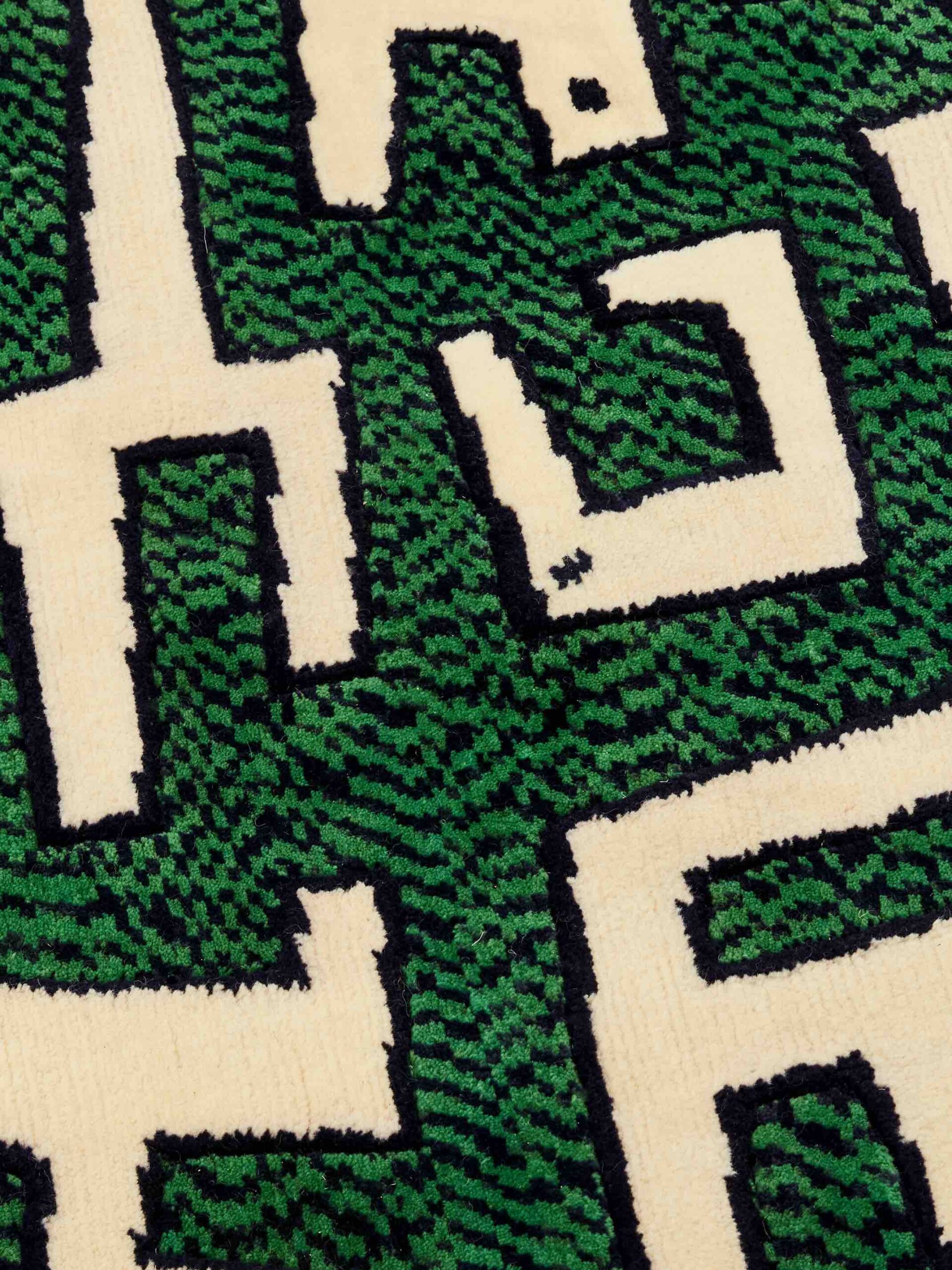 Ciliophora Green Round Wool Rug