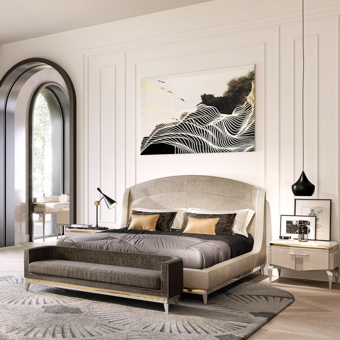 Contemporary Beige Luxury Bed