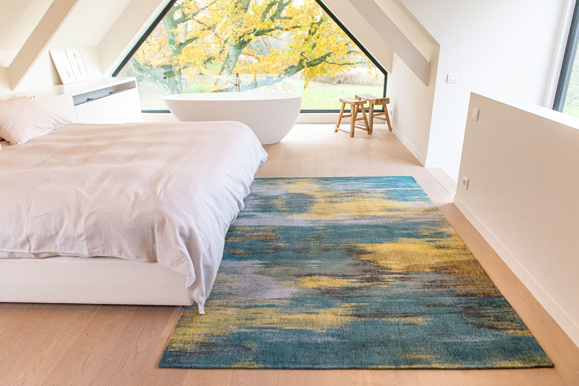 Modern Art Flatwoven Blue Rug