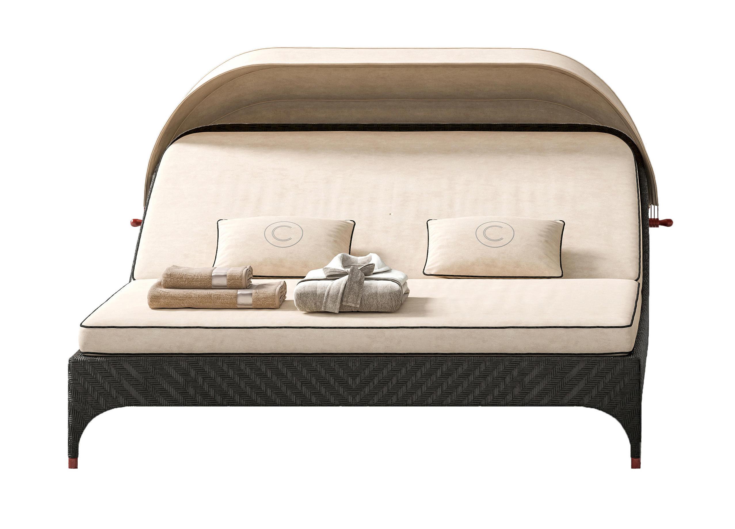 Italian Two-Seater Daybed with Sun Shade
