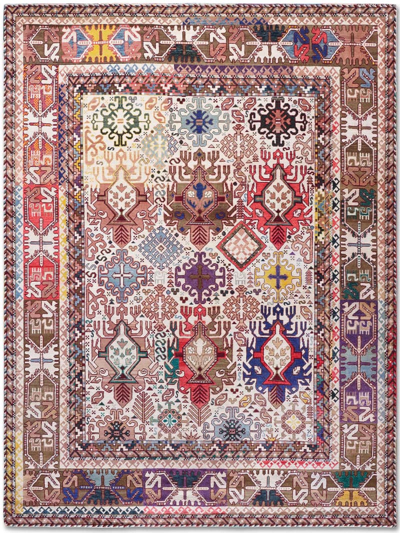 Original White Hand-Knotted Wool Rug ☞ Size: 250 x 300 cm
