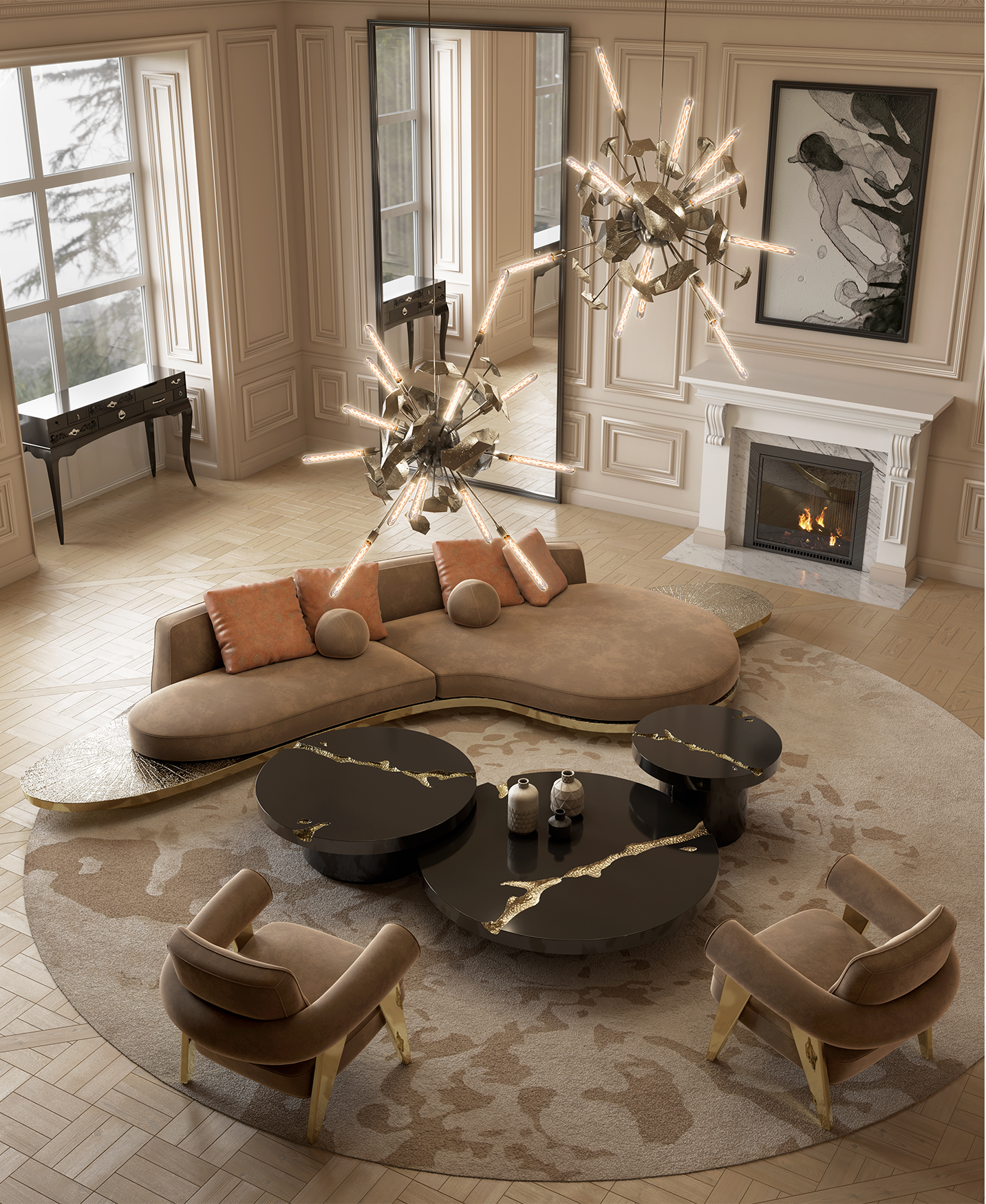 Black 3-Piece Coffee Table Set | Configuration: Big