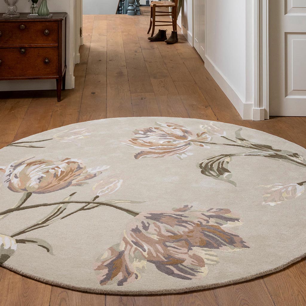 Camden Natural/Sage Green Round Rug | Size: Ø 200 cm