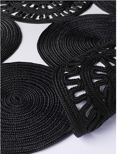 Rope Braided Black Rug | Size: 200 x 300 cm