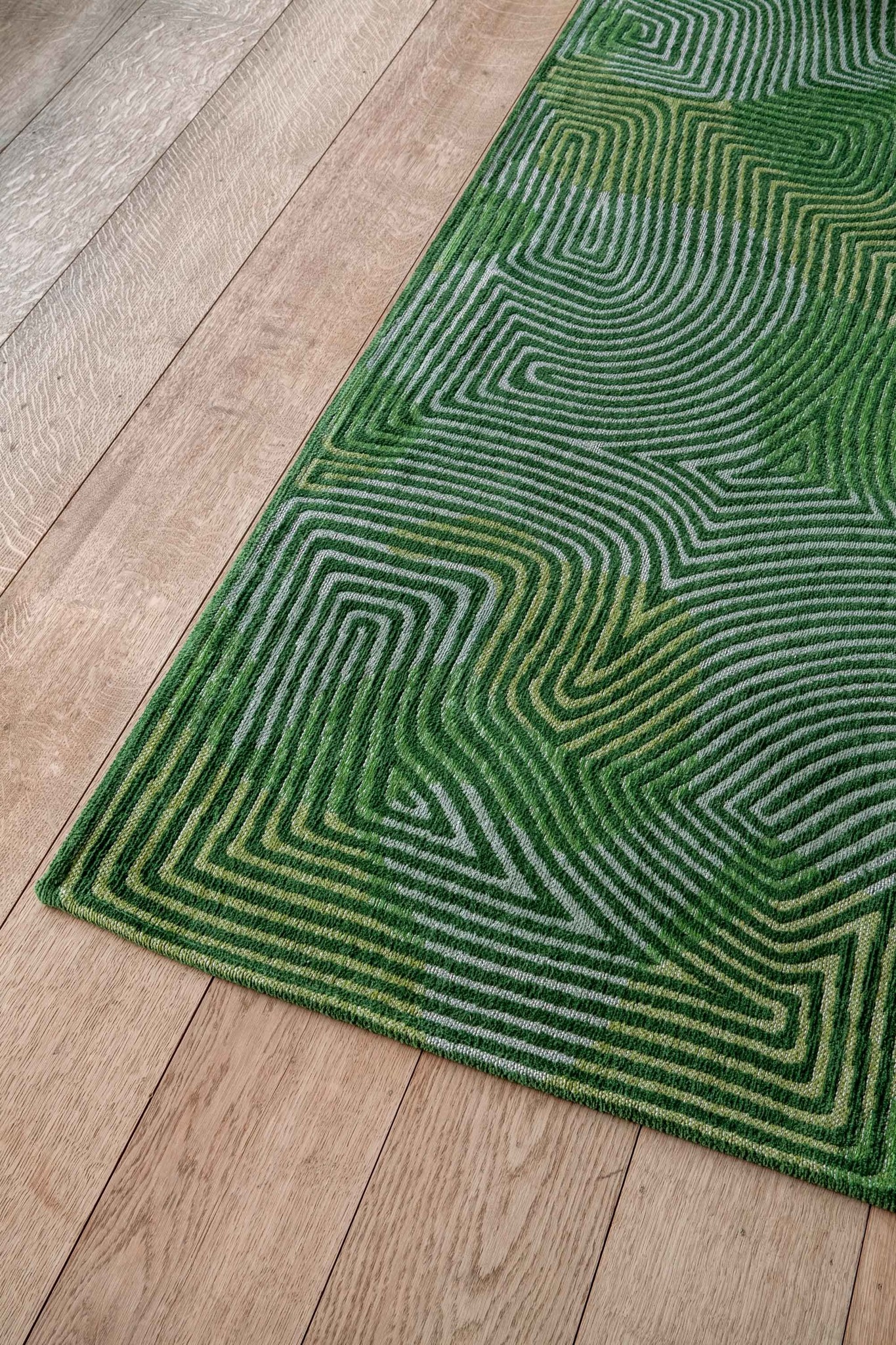 Green Waves Belgian Flatwoven Rug | Size: 170 x 240 cm