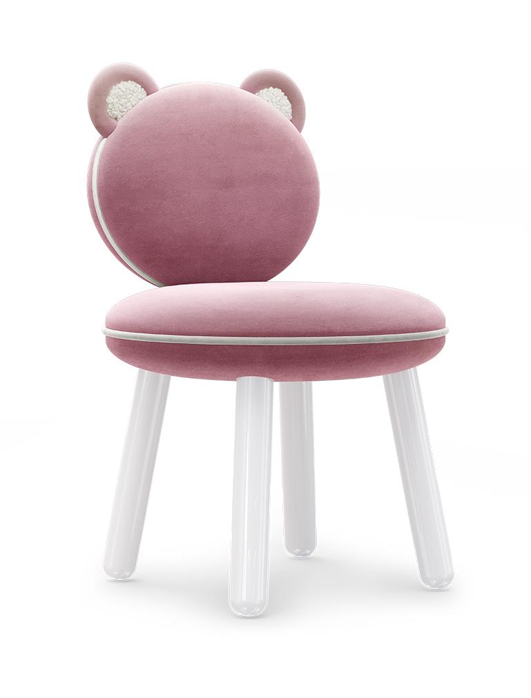 Fluffy Bear Pink Plush Kids Chair