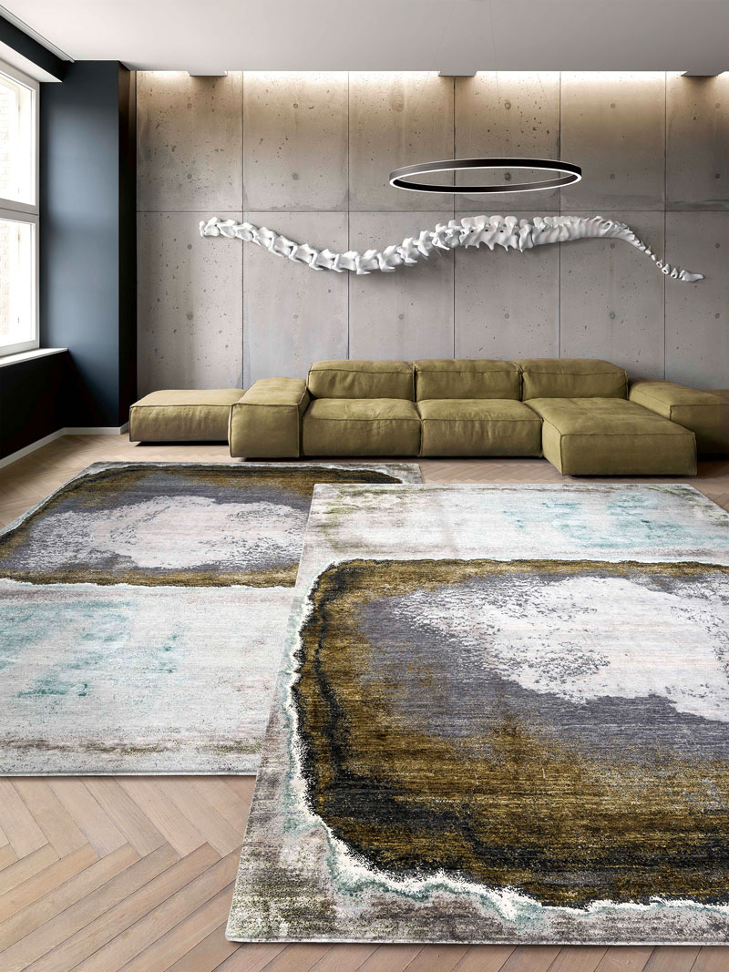 Green Rust Hand-Woven Exquisite Rug ☞ Size: 183 x 274 cm