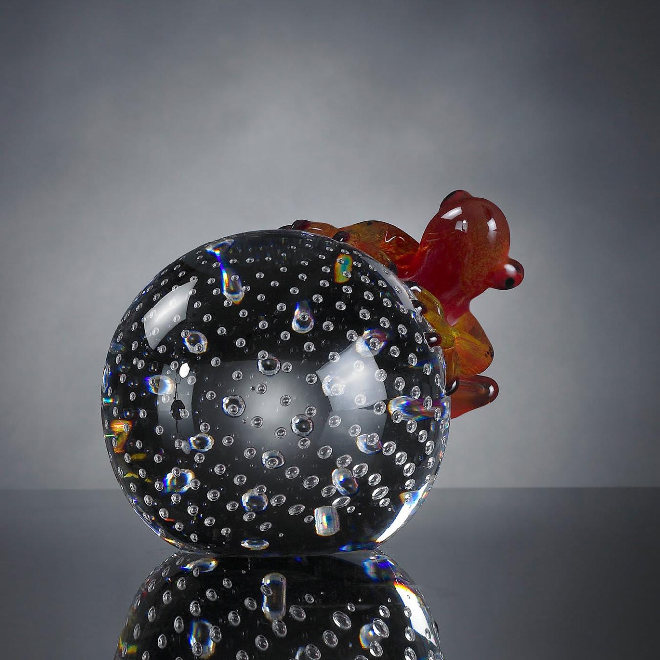 Red Frog on Sphere Glass Figurine