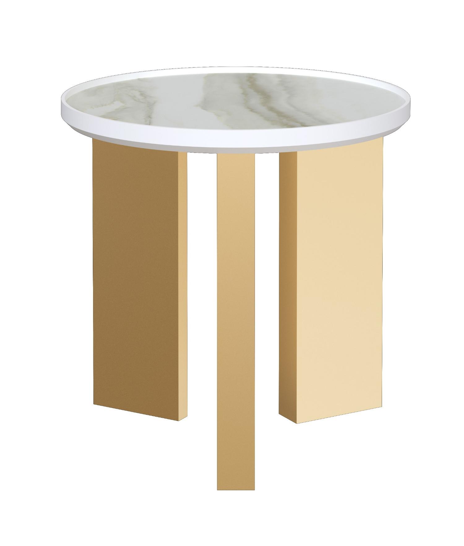 Vulcano White and Gold Artisan Side Table