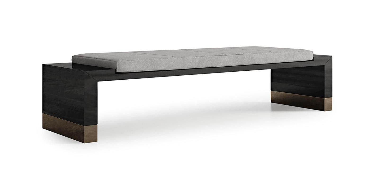 Bench with Wooden Base and Bronze Highlights
