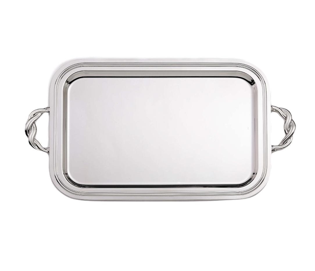 Rectangular Silver-Plated Tray With Handles