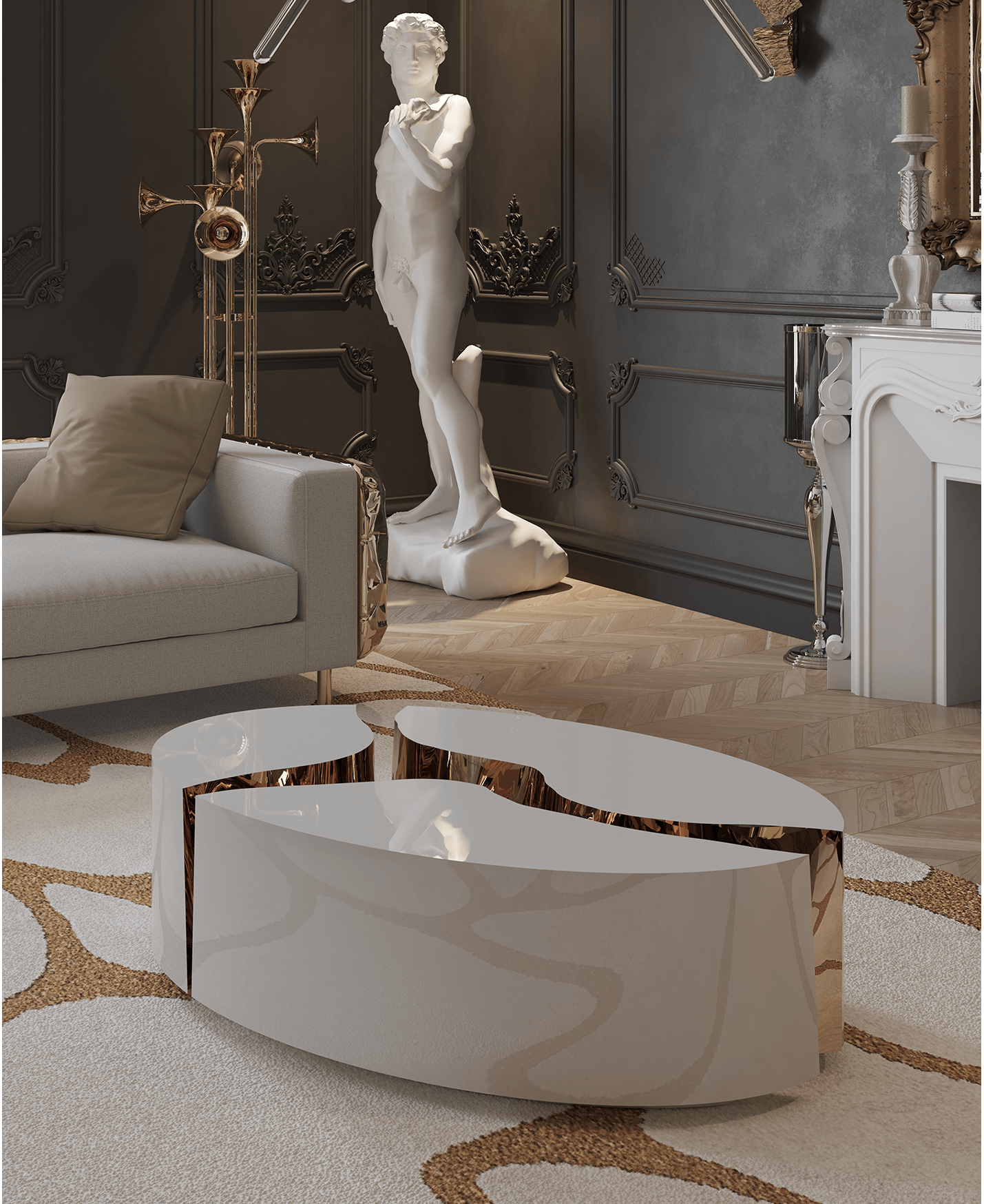 Oval White Designer Coffee Table