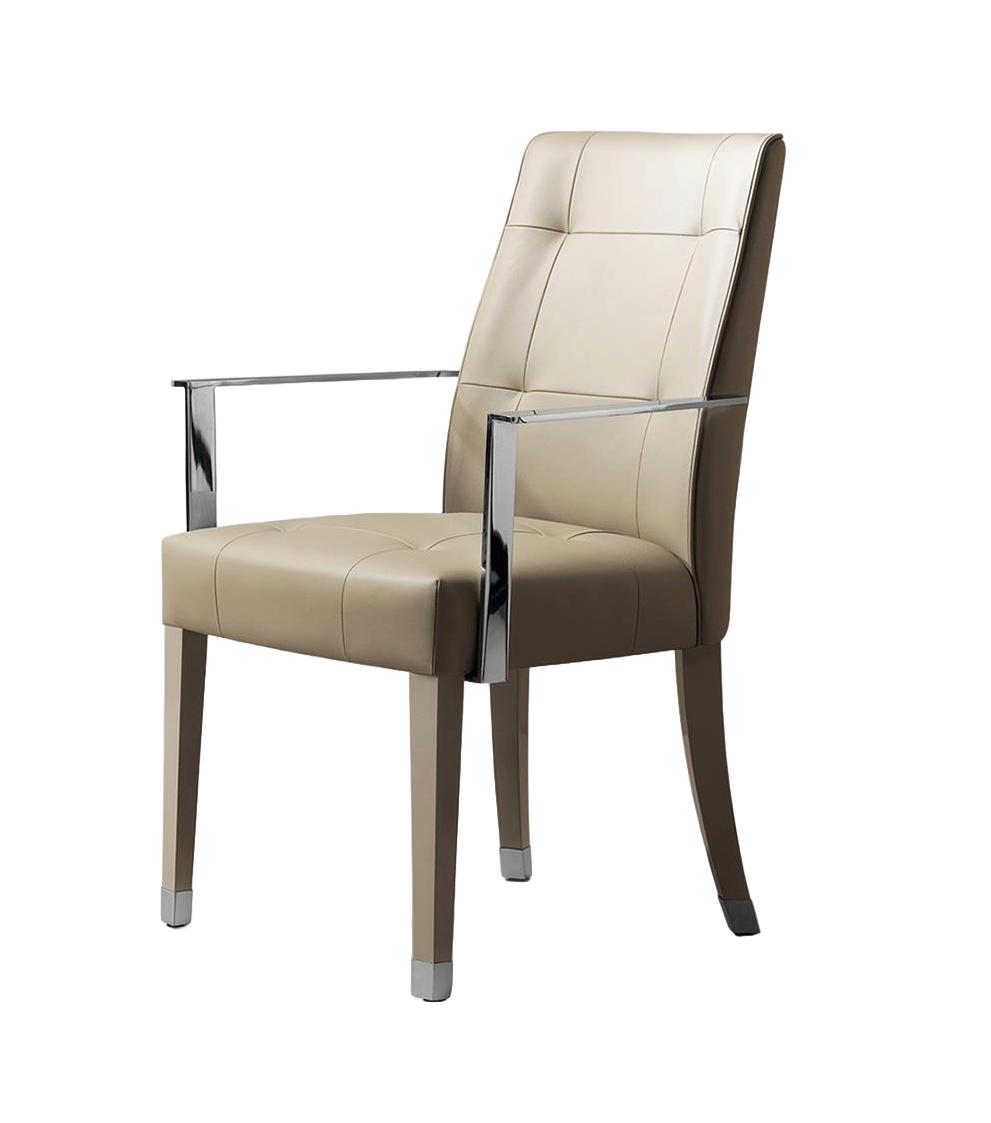 Leather Armchair with Metallic Armrests