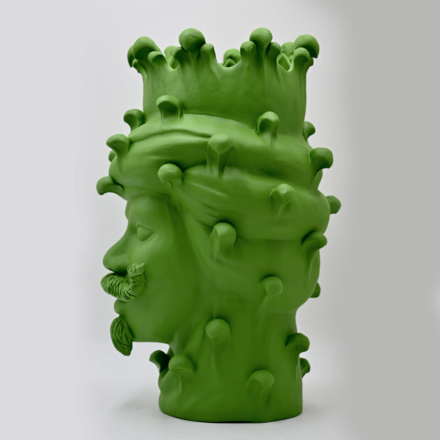 Verdant Matte Green Moor's Head Art Piece