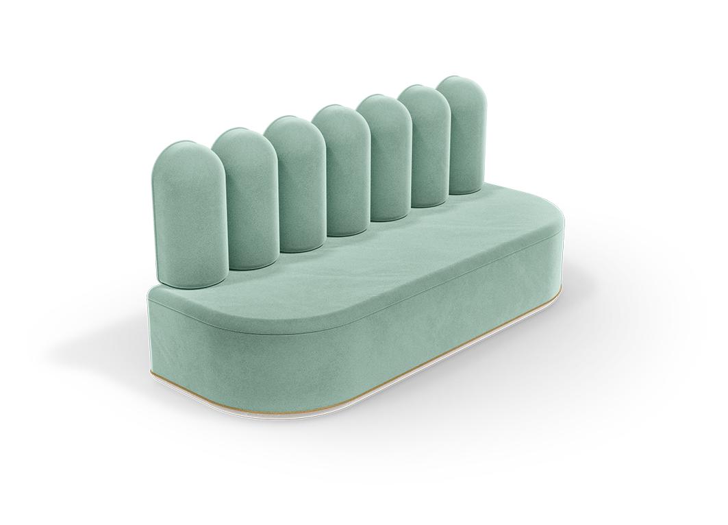 Fluffy Cloud II Green Sofa