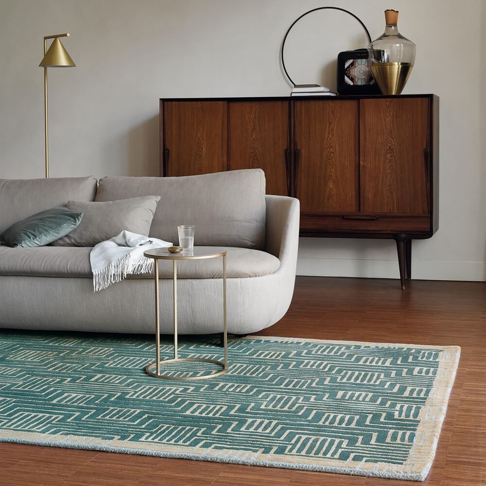 Hand Woven Green Rug | Size: 140 x 200 cm