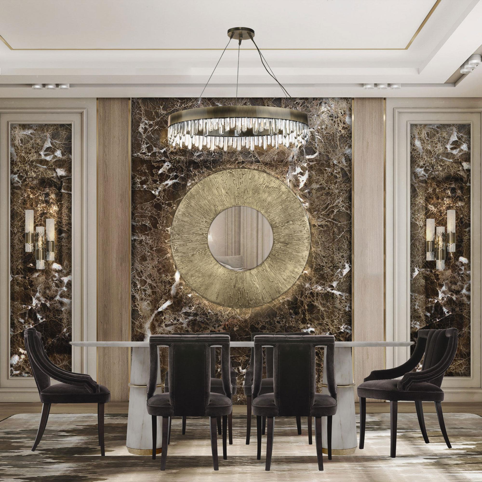 Round Brass Accent Bold Mirror