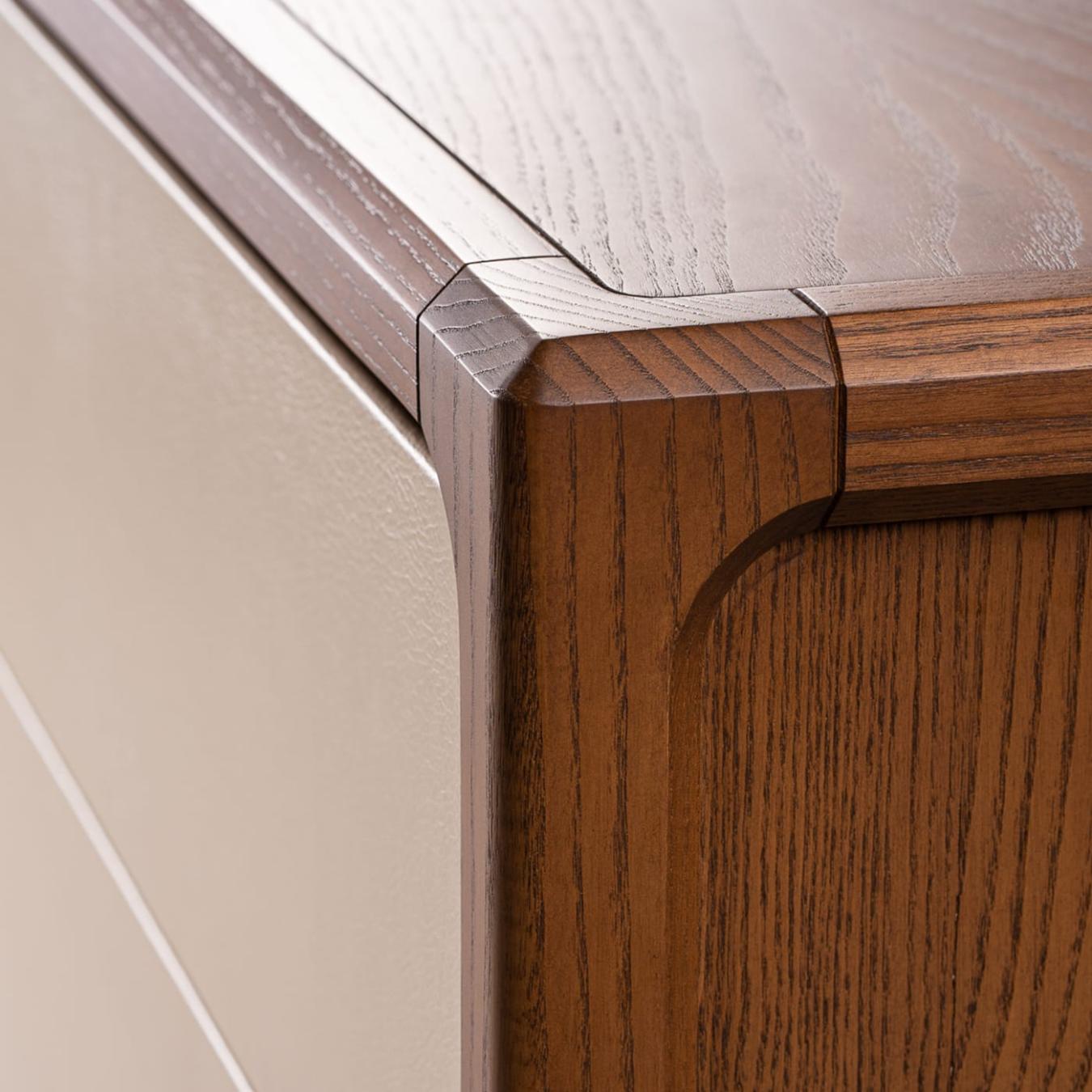 Leather-Covered Ivory Italian Dresser