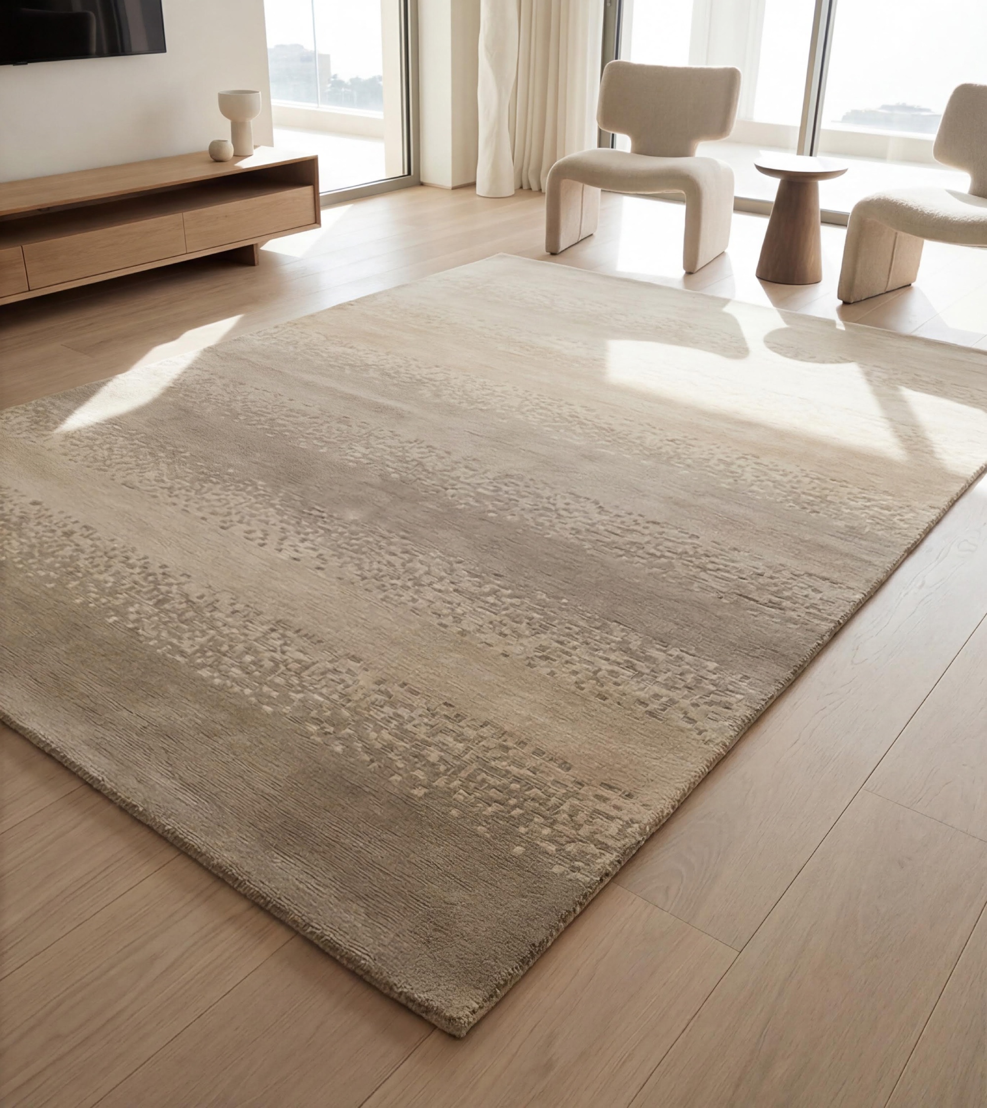 Soft Ombre Sand Artisan Rug