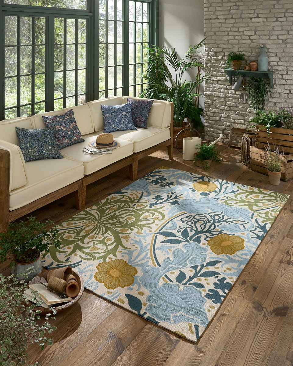 Floral Outdoor Handwoven Rug ☞ Size: 140 x 200 cm