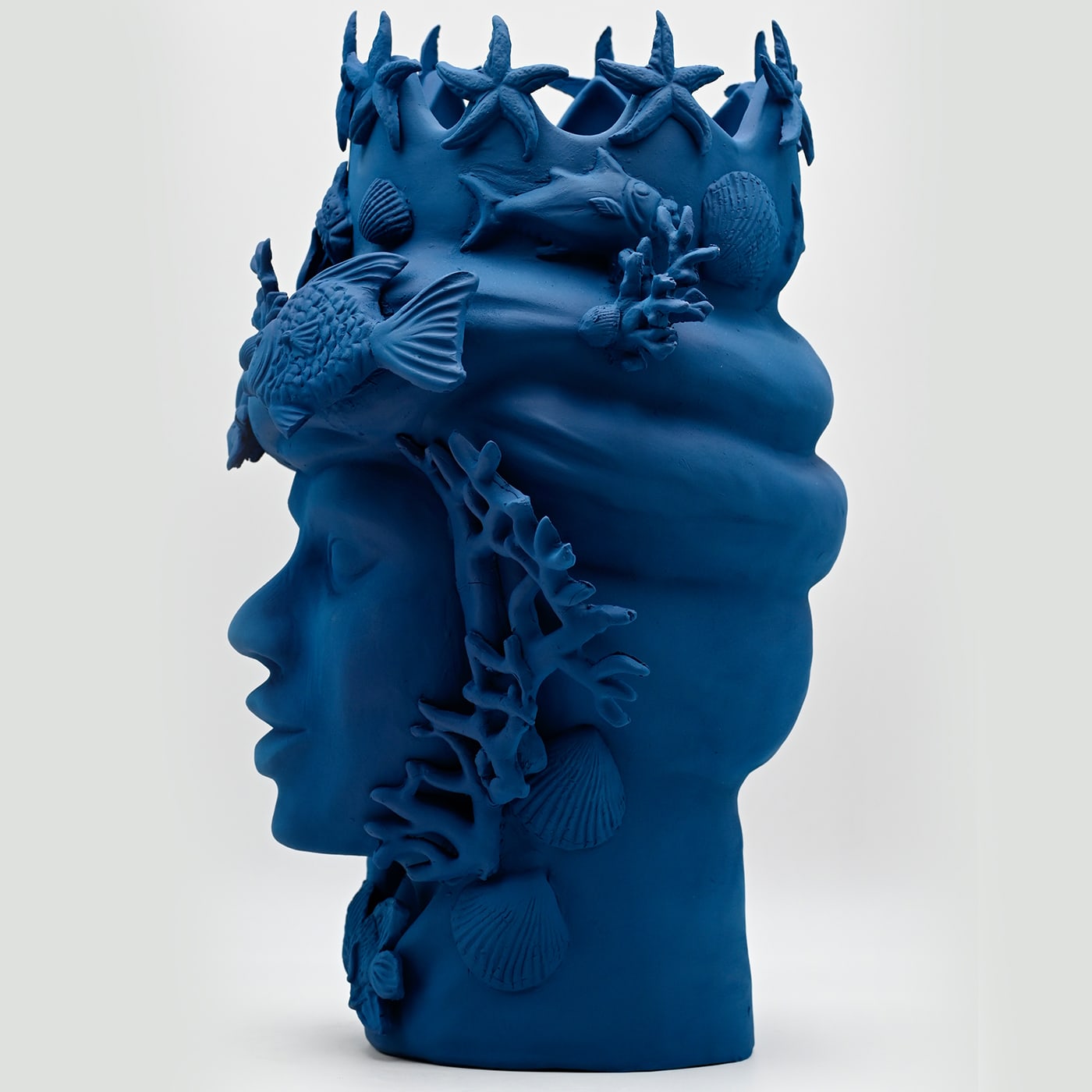 Royal Blue Handcrafted Moor's Head Sculpture