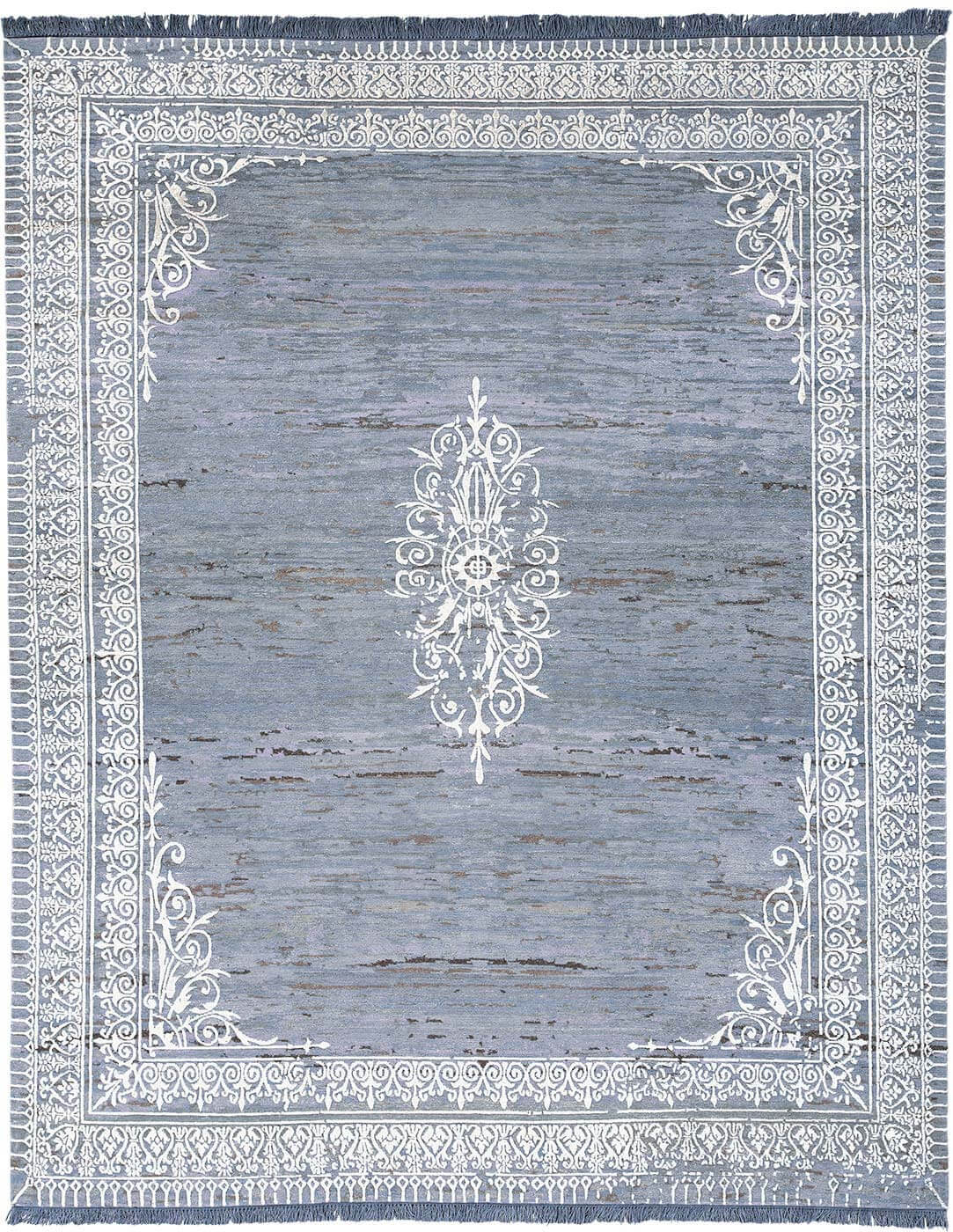 Medallion Blue / White Luxury Rug ☞ Size: 200 x 300 cm