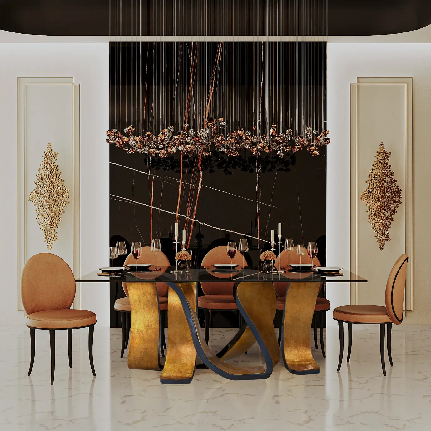 Ribbon Gold Leaf Table