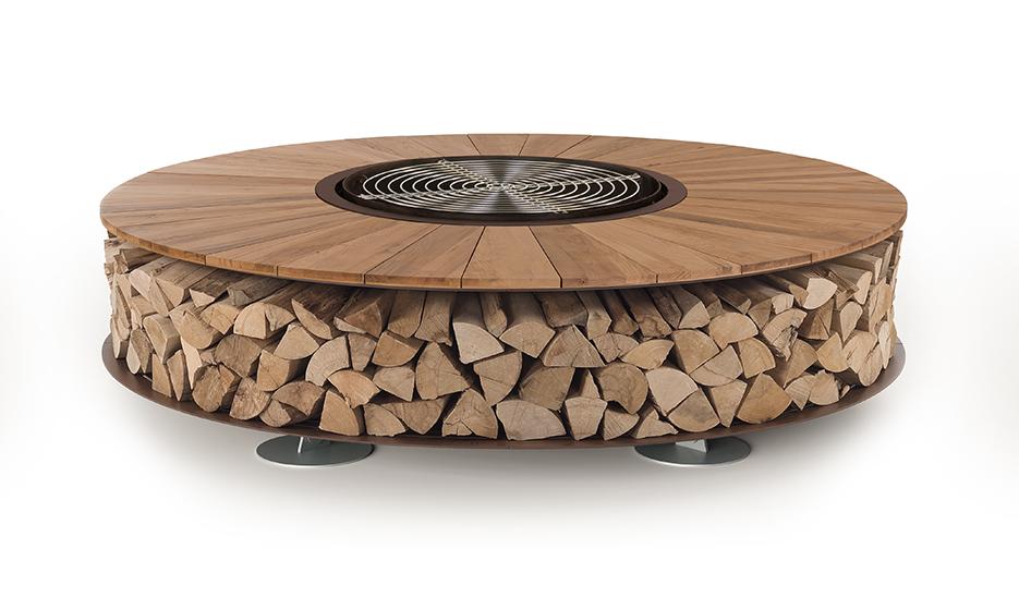 Wood Outdoor Fire Pit | Finishing: Old Wood | Dimensions: Ø 200 cm