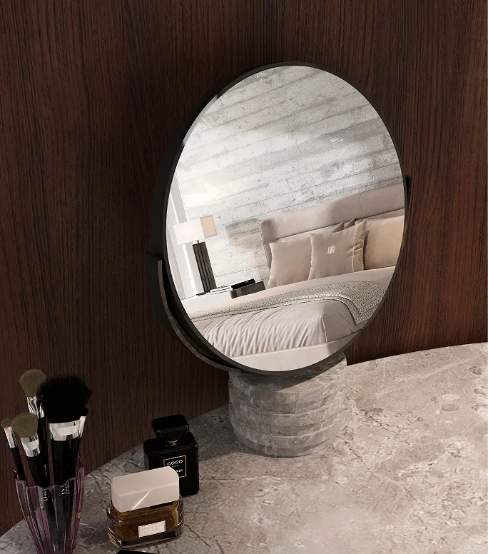 Elegant Table Mirror on Marble Stand
