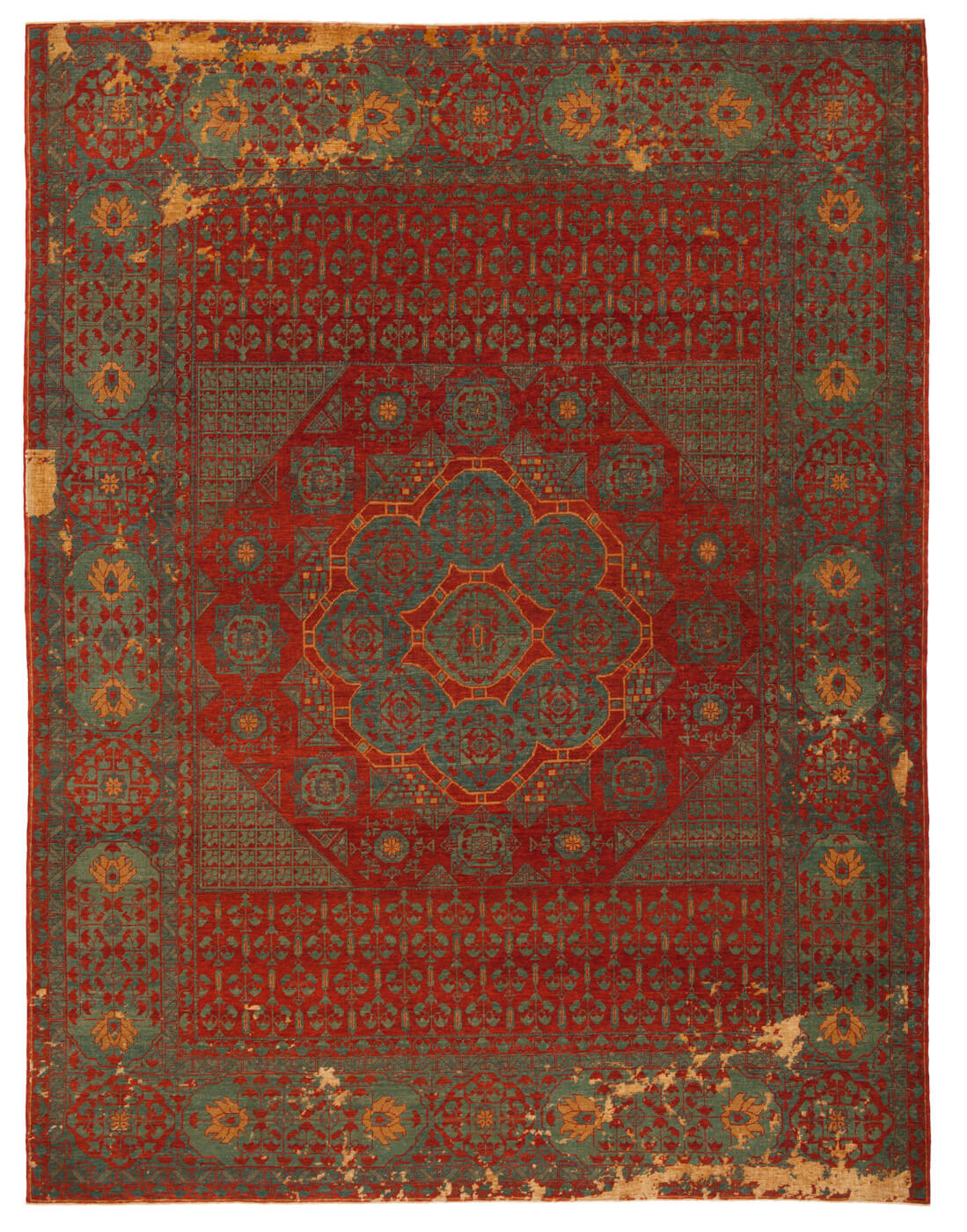 Red Hand-woven Wool / Silk Luxury Rug