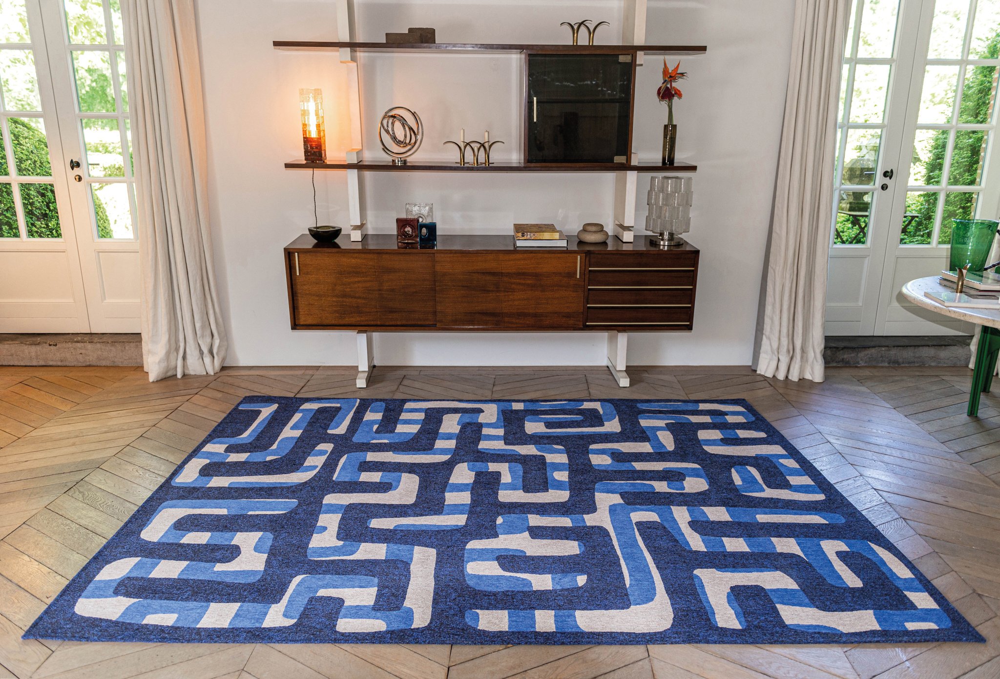 Ultramarine Modern Flatweave Rug | Size: 80 x 250 cm