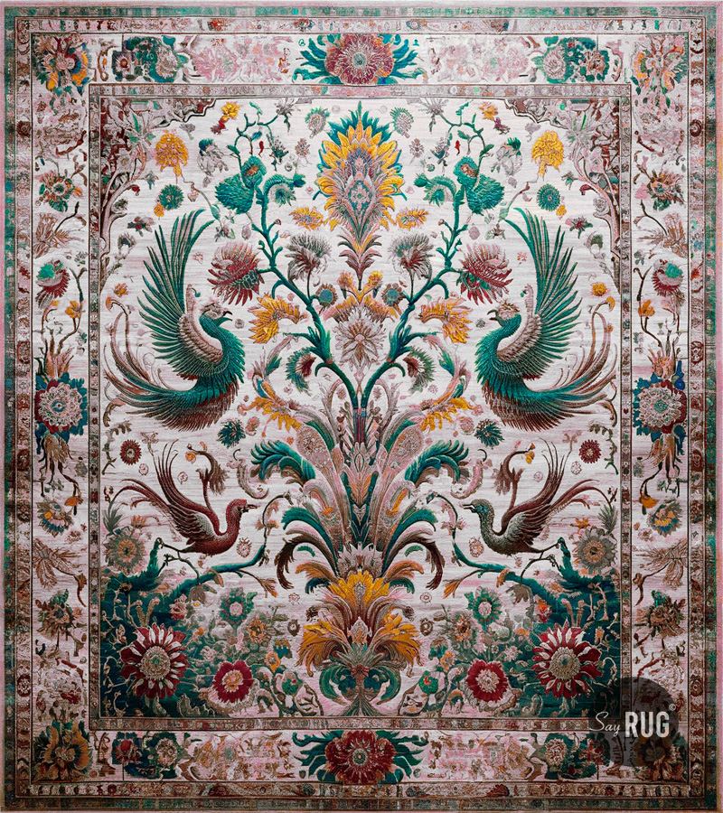 Paradise Garden Green Handwoven Designer Rug