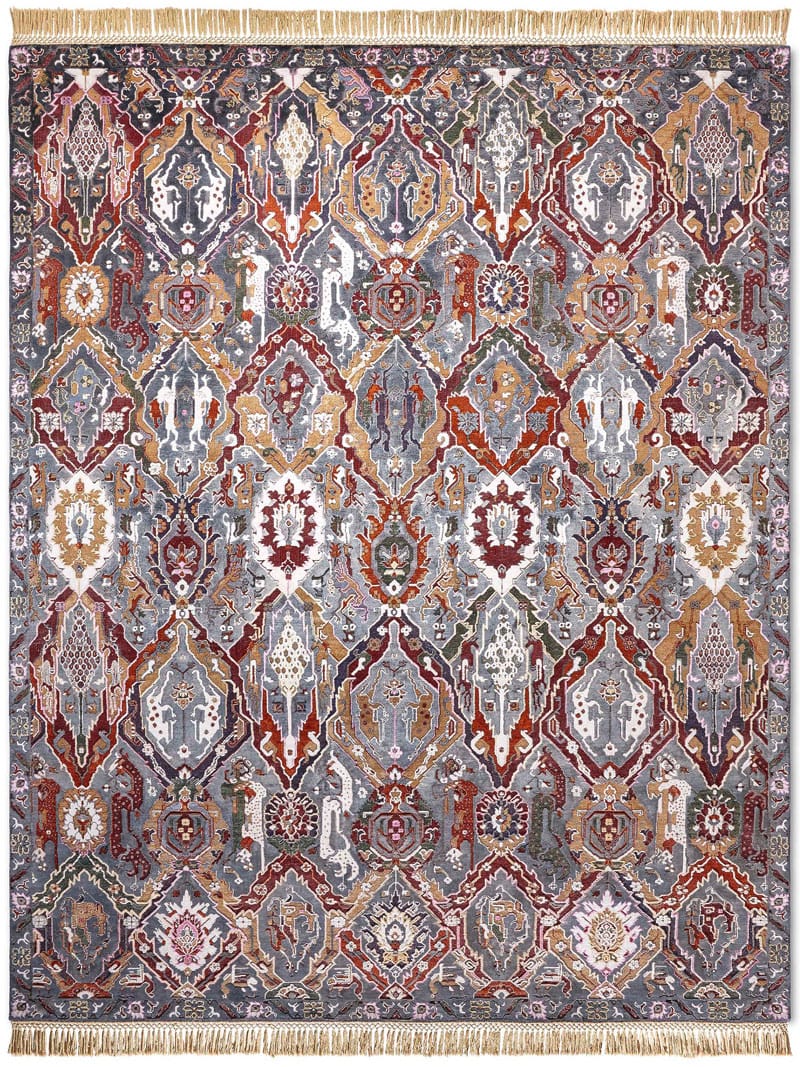 KavaBagh Charcoal Wool & Silk Rug