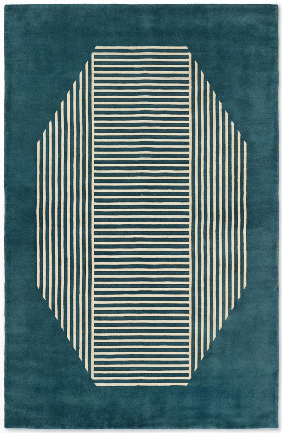 Octagon Lines Teal Luxury Rug
