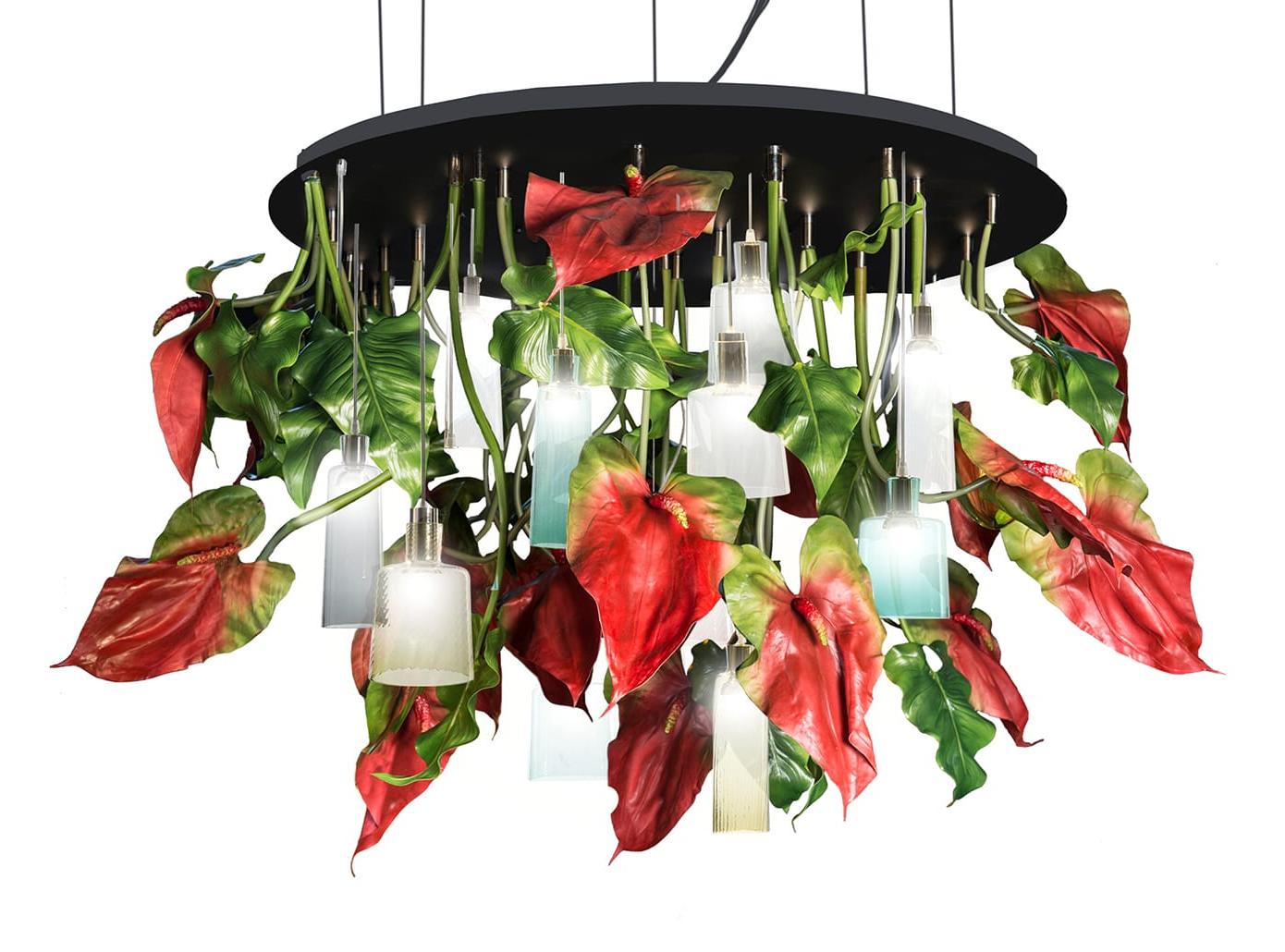 Red Anthurium Artisan Chandelier