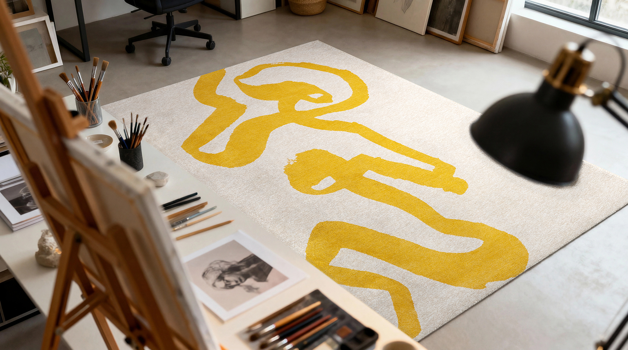 Ribonn Pure Yellow Wilton Rug