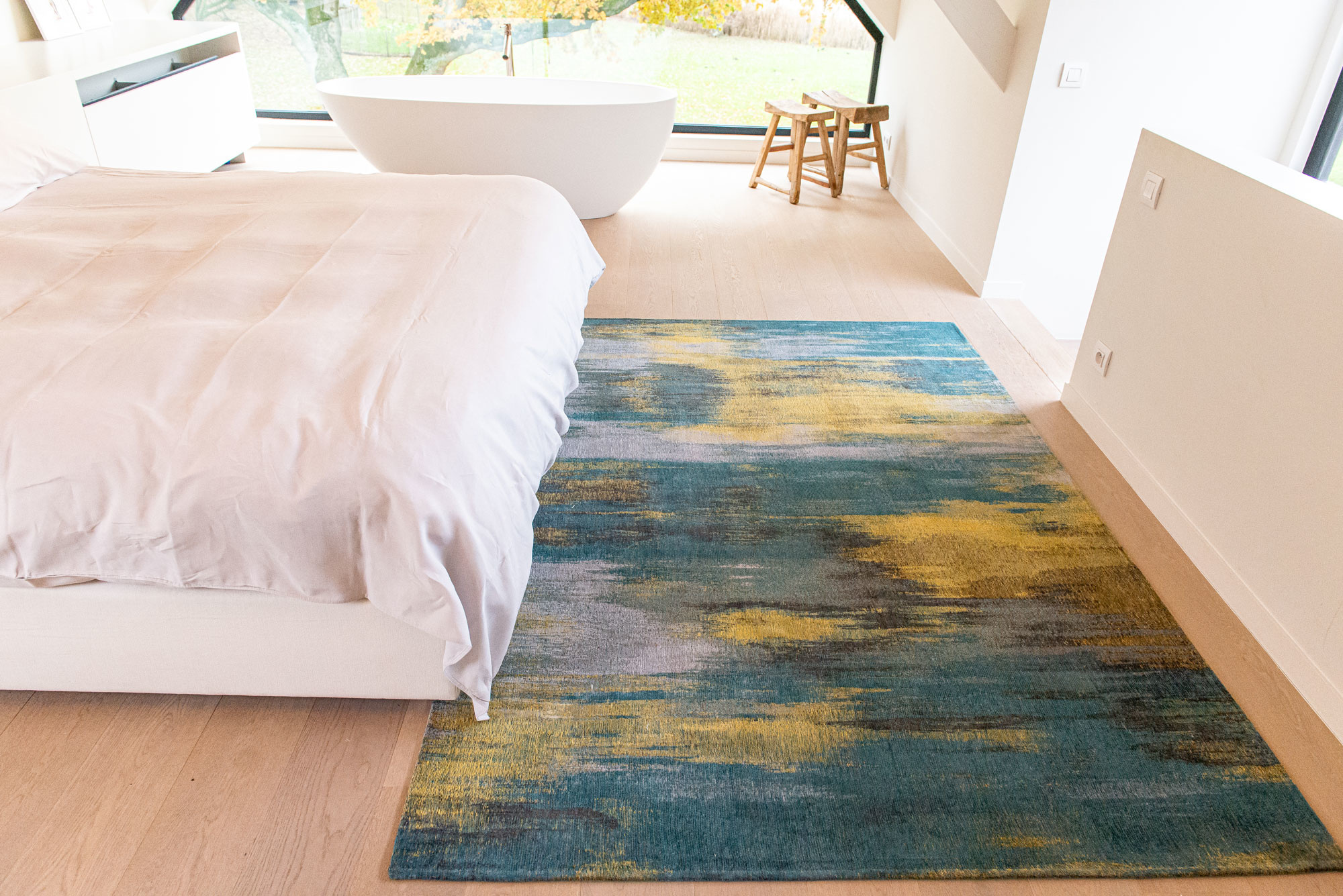 Modern Art Flatwoven Blue Rug