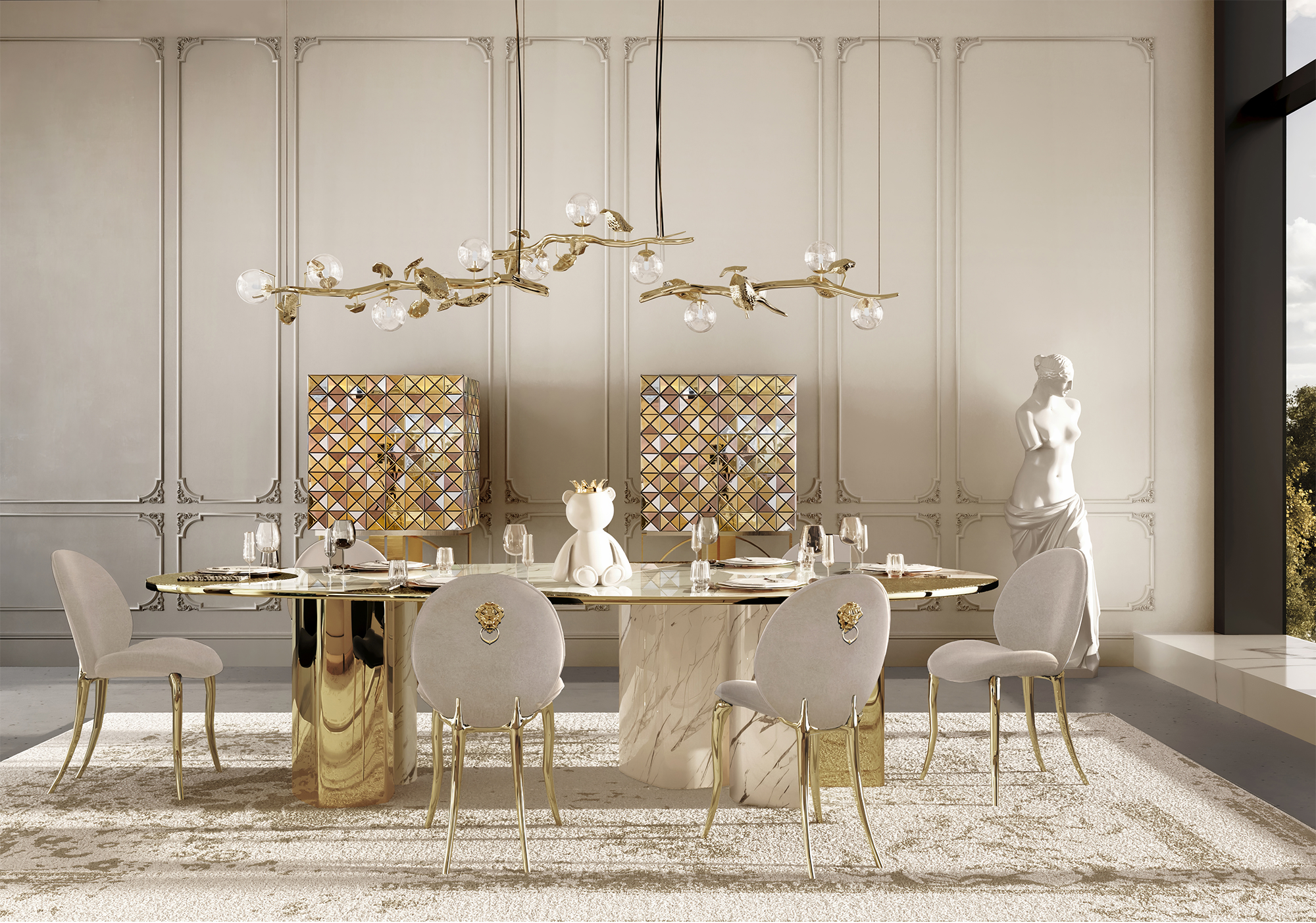 Marble & Patina Luxe Dining Table