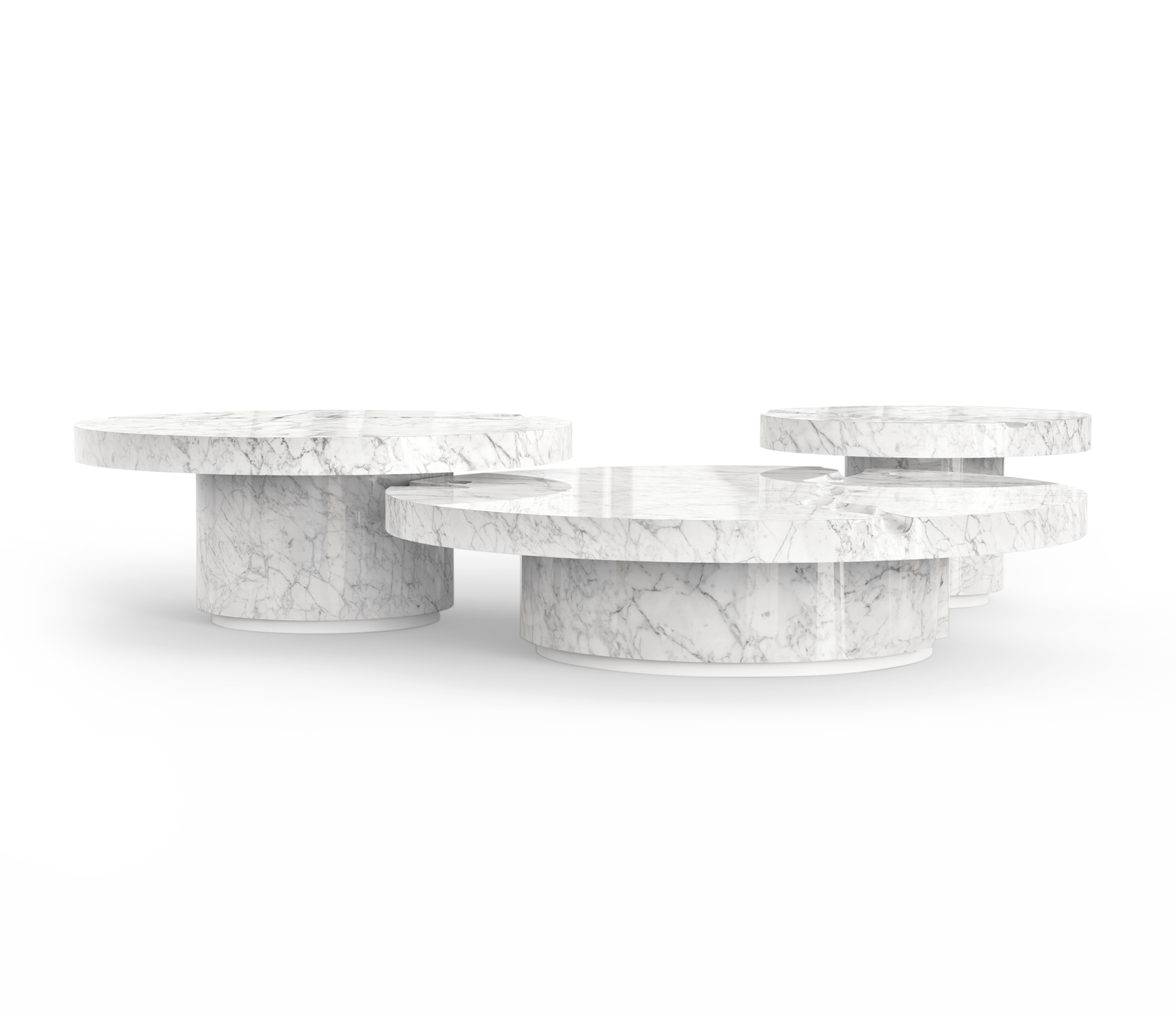 Carrara Marble 3-Piece Coffee Table Set