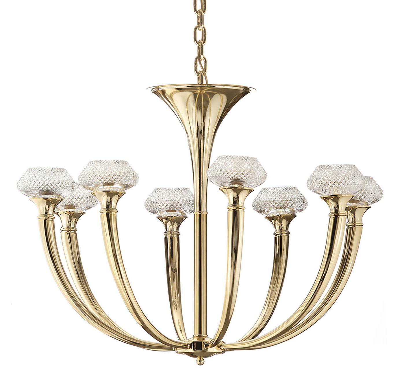 Polished Gold 8-Light Crystal Chandelier