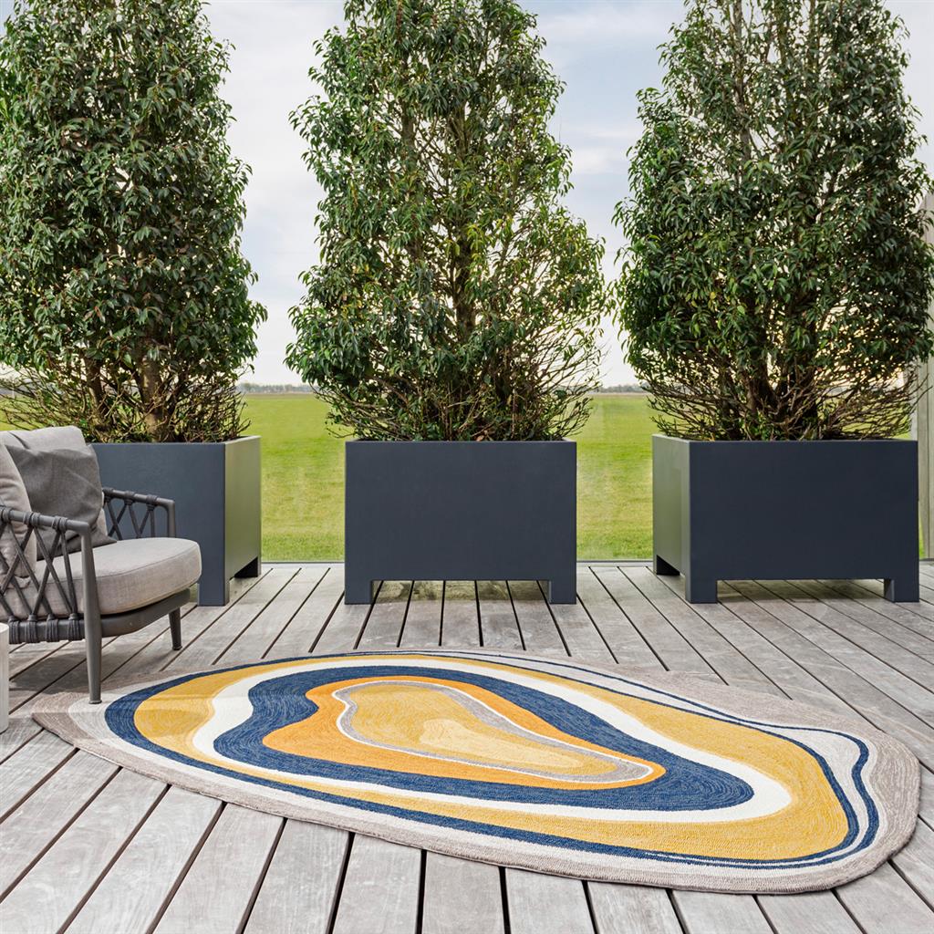 Oval Ochre Outdoor Rug | Size: 250 x 350 cm
