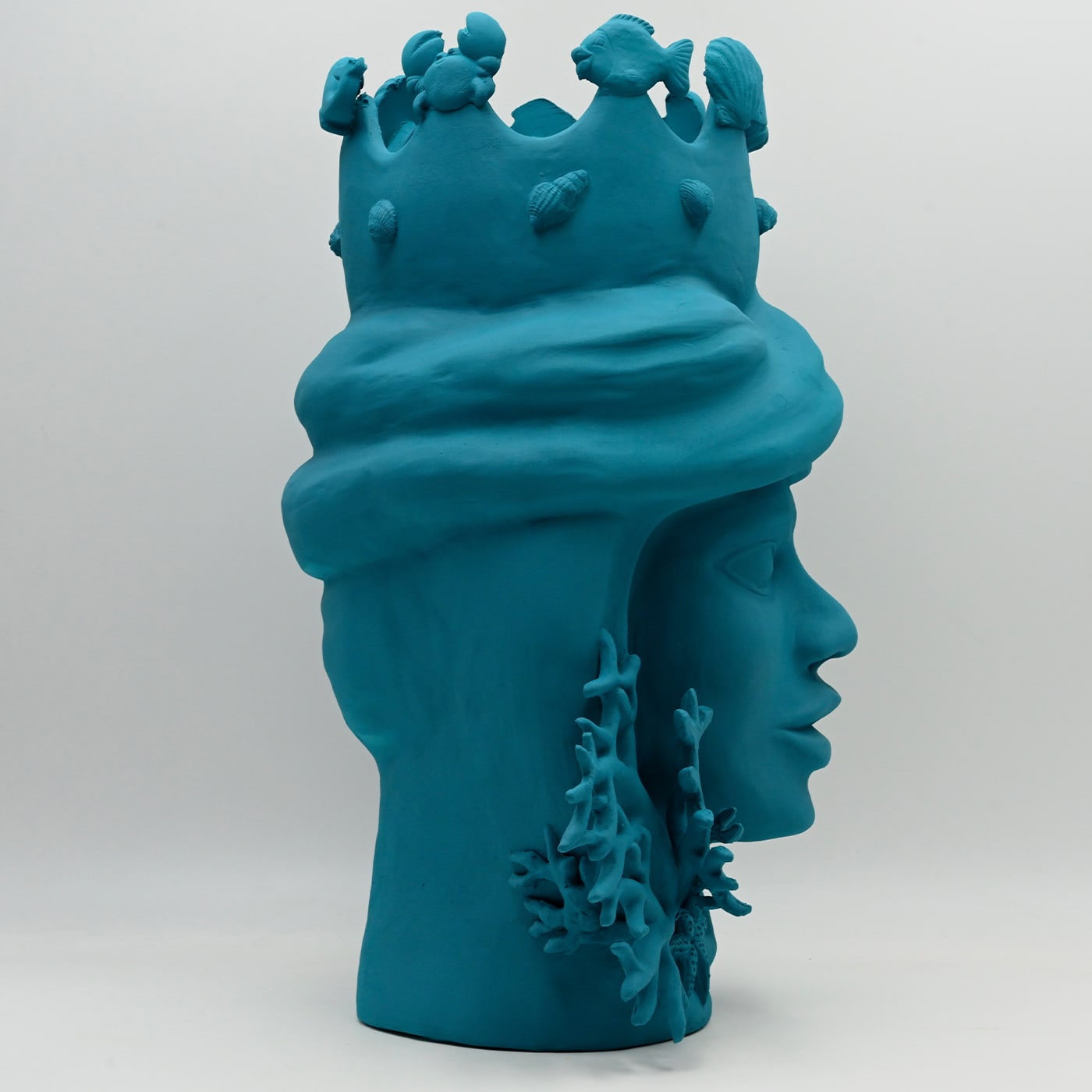 Teal Moor's Head Handcrafted Italian Sculpture