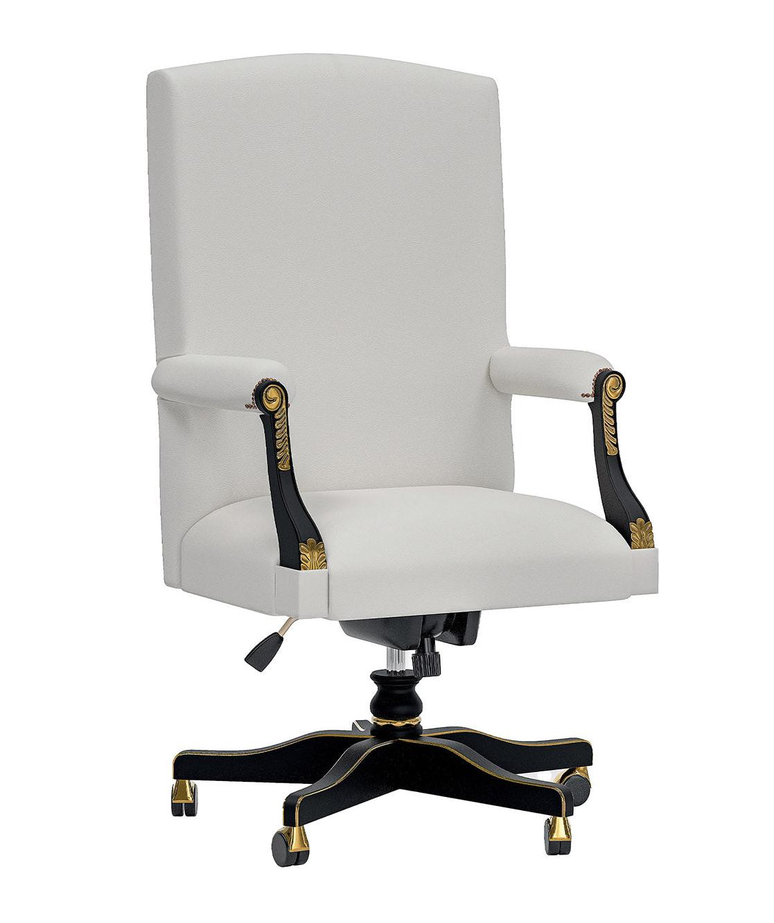 White Italian Leather Swivel Office Chair
